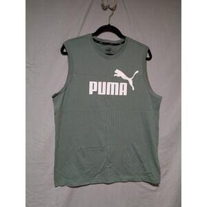 Puma Men's Green Sleeveless Muscle Workout Tank Athletic Training Top Size Large